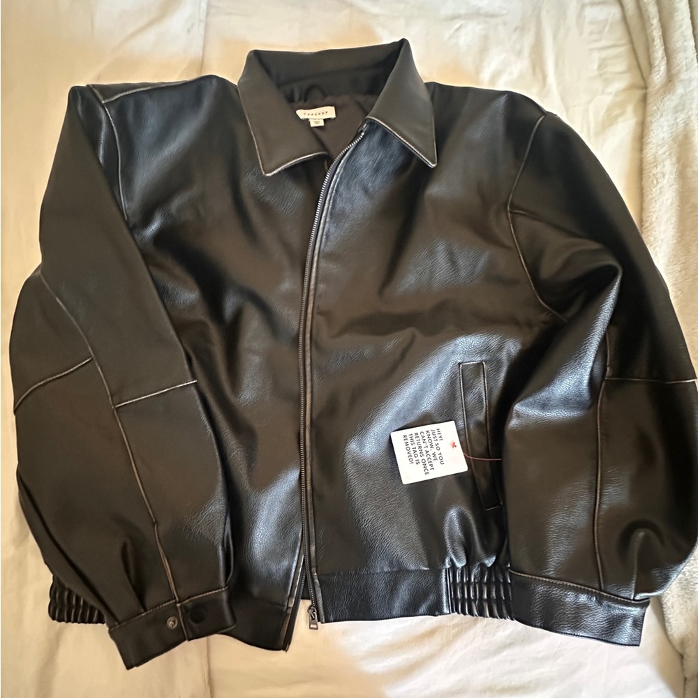 Top Shop Oversized Faux Leather Bomber Jacket